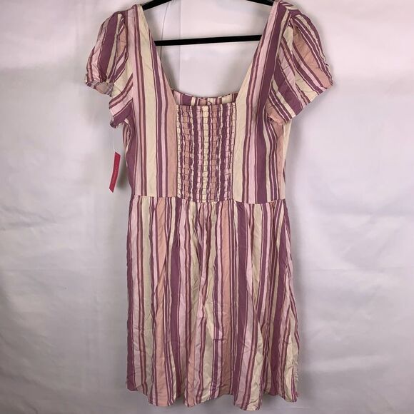 Xhilaration Pink Striped Square Neck Dress - Picture 2 of 4